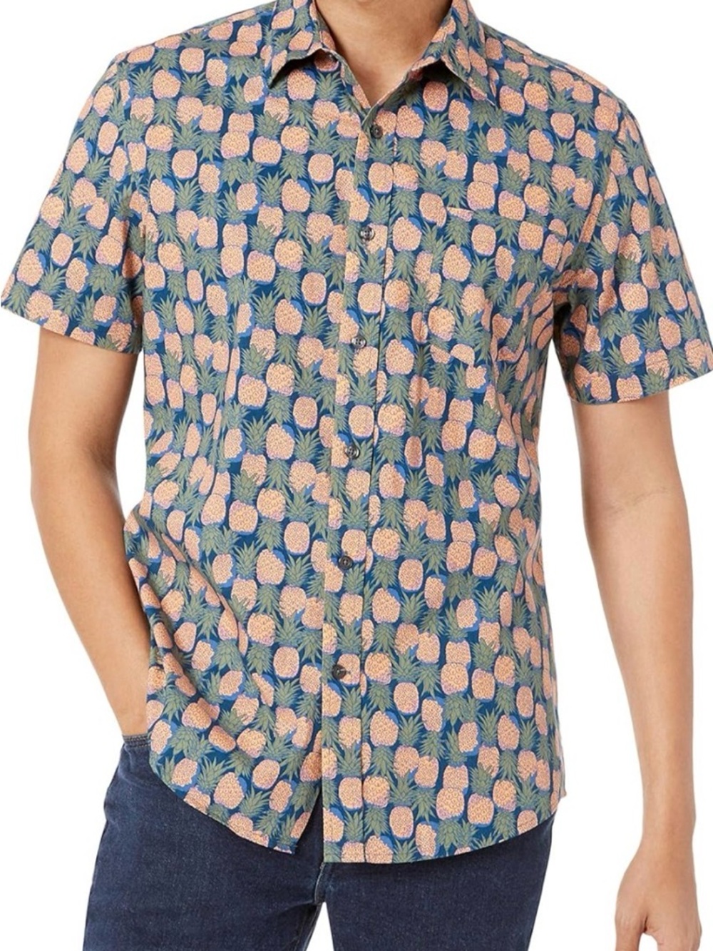 Men's Short-Sleeve Pineapple Print Shirt